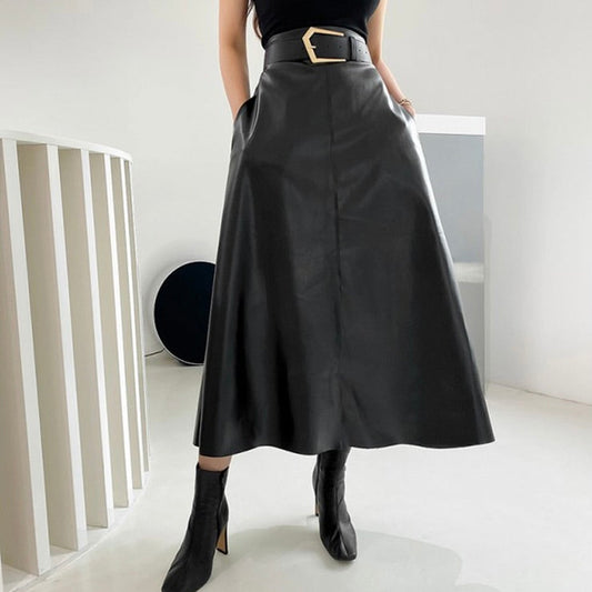 Siena Leather Long Skirt