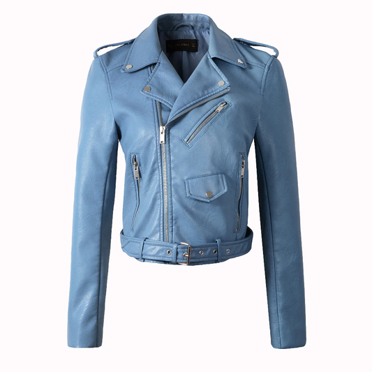 Bella Leather Jacket Indigo