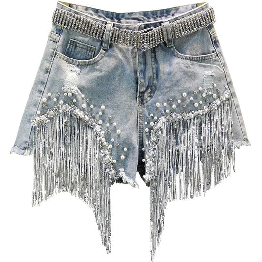 Cleo Tassel Denim Shorts