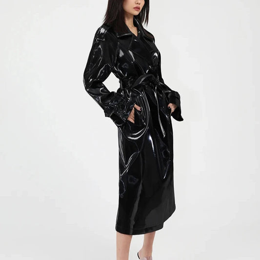 Rhea Patent Leather Trench Coat