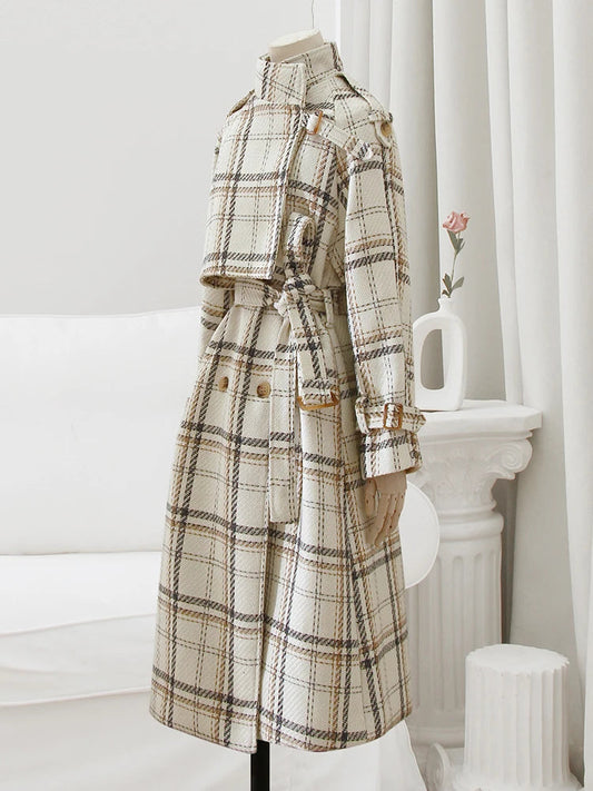 Elle Plaid Trench Coat