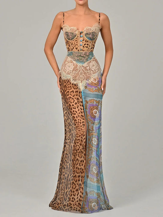 Diana Print Lace Maxi Dress
