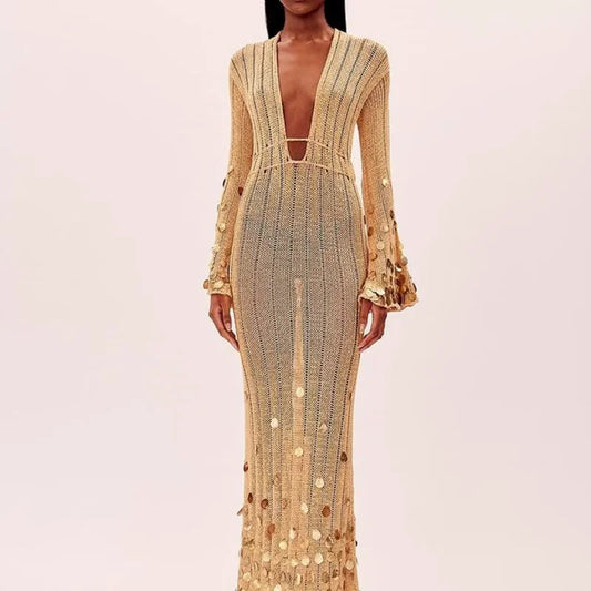 Elle Shinny Sequin Maxi Dress