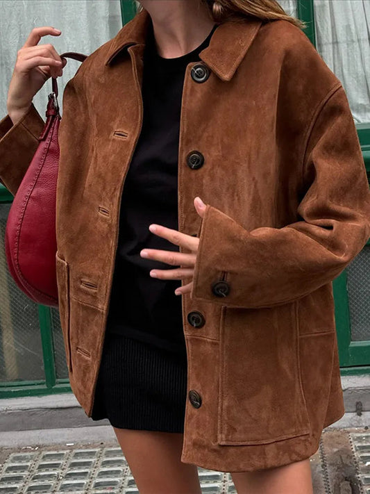 Hazel Brown Loose Jacket