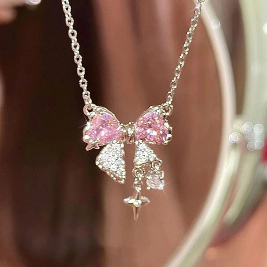 Mira Pink Bow Necklace