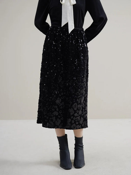 Mira Sequin Black Skirt