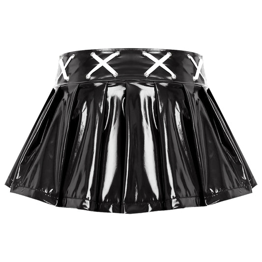 Olive Leather Miniskirt