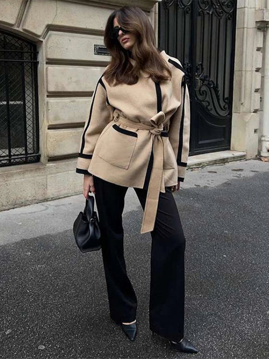 Rhea Contrast Woolen Coat
