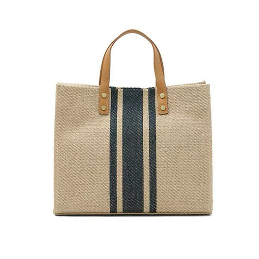 Olive Striped Tote Bag