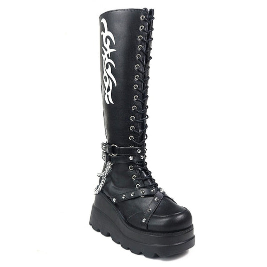 Elle Chain High Heels Boots