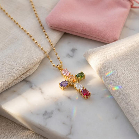 Celeste Gemstone Cross Pendant