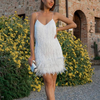 Mira Sequins Feather Mini Dress