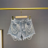Bella Pearl Tassel Denim Shorts