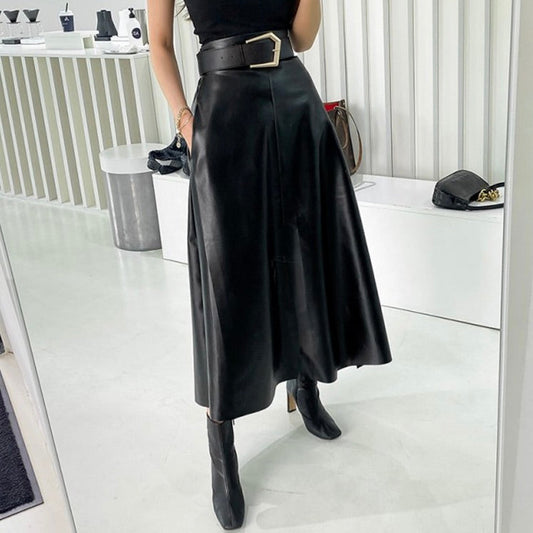 Siena Leather Long Skirt