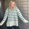 Bella Green Striped Sweater