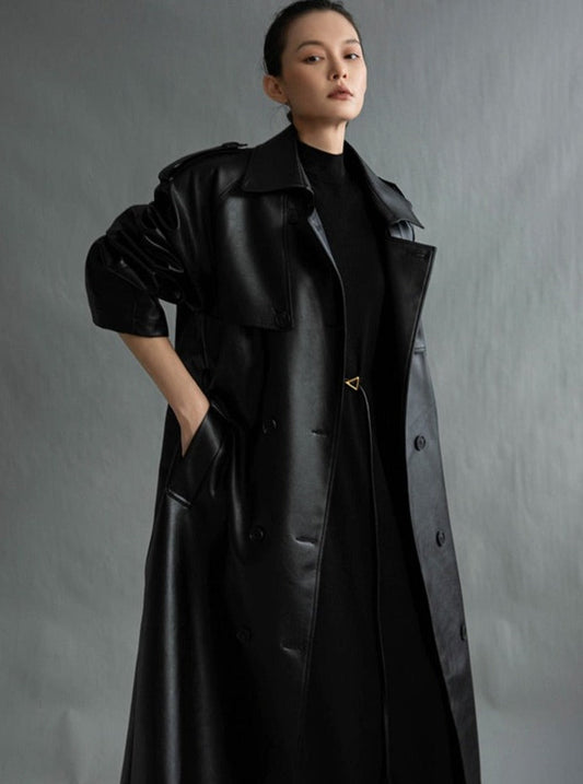 Faye Leather Franco Trench Coat
