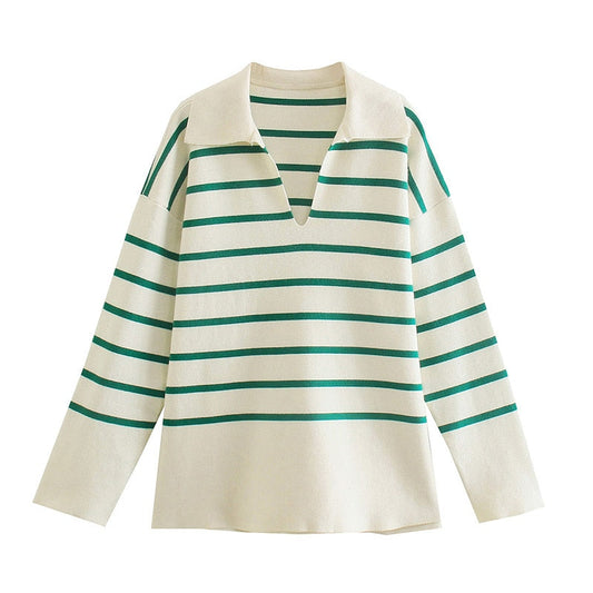Bella Green Striped Sweater