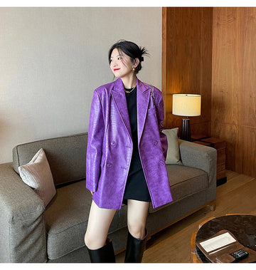 Hazel Oversized Crocodile Blazer