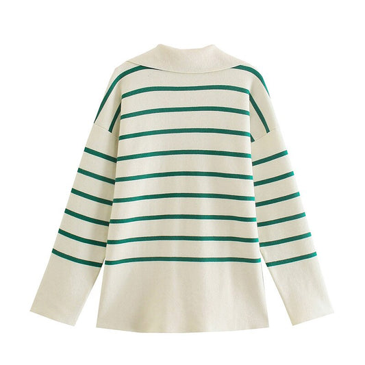 Bella Green Striped Sweater