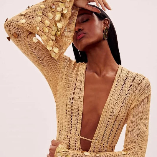Elle Shinny Sequin Maxi Dress
