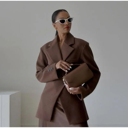 Elle Brown Lapel Blazer