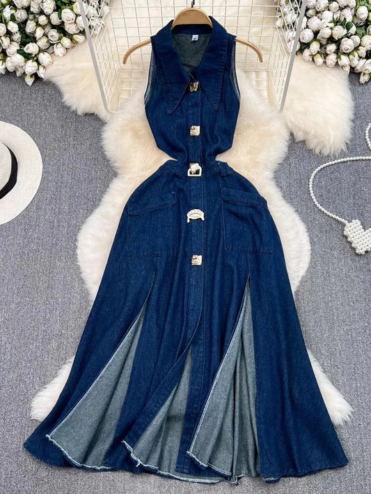 Elle Buckle Denim Dress