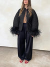 Luna Feather Cuffs Coat