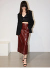 Nina Leather Midi Skirt