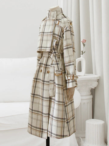 Elle Plaid Trench Coat