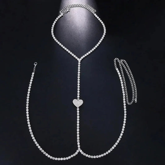 Isla Rhinestone Heart Chest Necklace