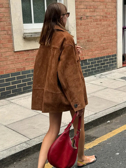 Hazel Brown Loose Jacket