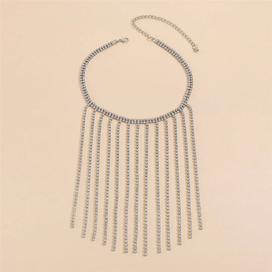Amara Rhinestone Long Tassel Choker