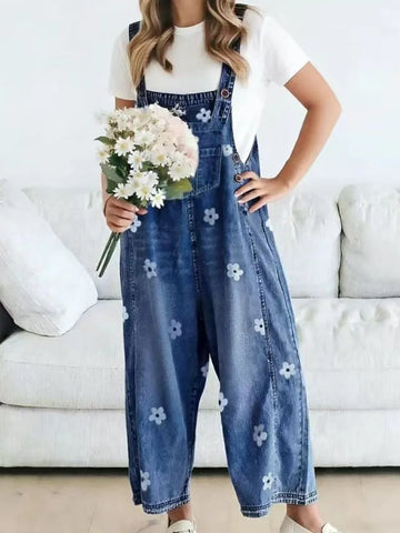 Poppy Floral Denim Overalls