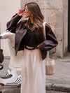 Faye Vintage Zipper Leather Jacket