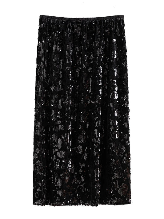 Mira Sequin Black Skirt