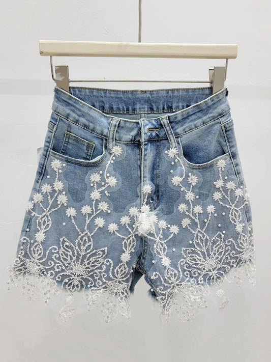 Isla Flower Denim Shorts