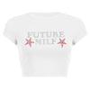 Nina Rhinestone Letters Stars Printing T-Shirt