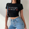Nina Rhinestone Letters Stars Printing T-Shirt