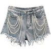 Bella Pearl Tassel Denim Shorts