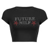 Nina Rhinestone Letters Stars Printing T-Shirt