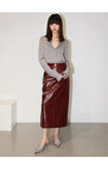 Nina Leather Midi Skirt