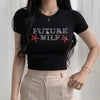 Nina Rhinestone Letters Stars Printing T-Shirt
