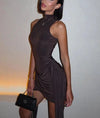 Olive Turtleneck Mini Dress