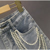 Bella Pearl Tassel Denim Shorts