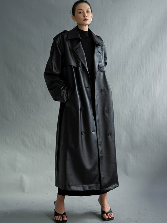 Faye Leather Franco Trench Coat