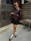 Faye Vintage Zipper Leather Jacket