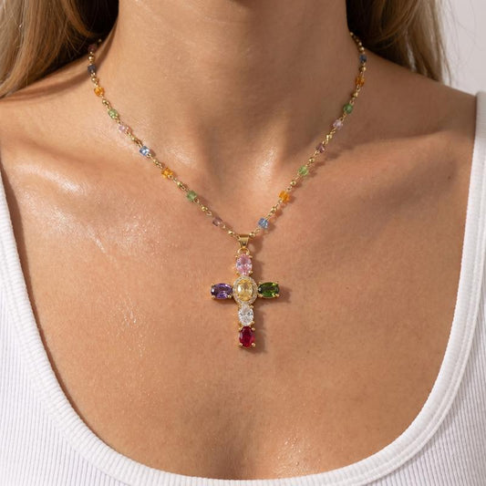 Celeste Gemstone Cross Pendant