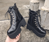 Faye Leather Chain Boots