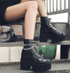 Faye Leather Chain Boots