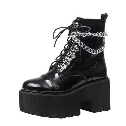 Faye Leather Chain Boots